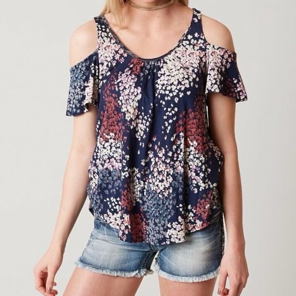 Lucky Brand Floral Cold Shoulder Top